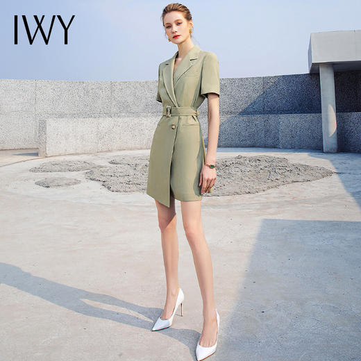 IWY/夏季绿色西装裙职业装女气质连衣裙232037Q1 商品图3