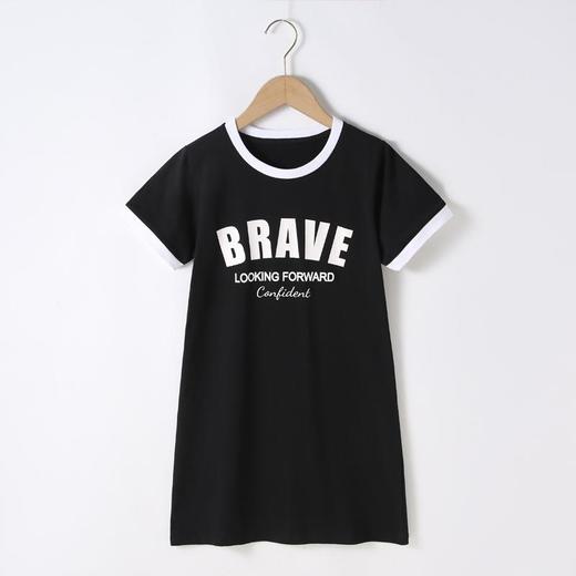 女童连衣裙2023夏季字母印花短袖连衣裙大童青少年女连衣裙 商品图4