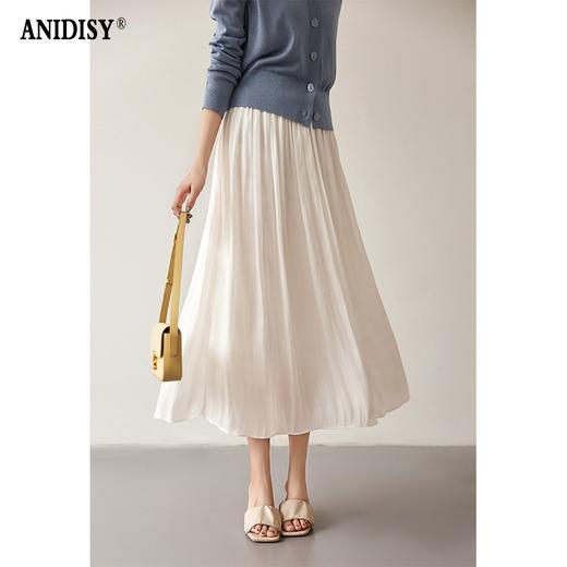 高腰松紧腰立体剪裁大摆百褶半身裙 商品图0