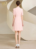 夏季高端粉色绑带连衣裙女短袖主持人职业装气质时尚 商品缩略图3