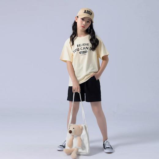 女童T恤2023夏季字母印花纯棉短袖T恤韩版时尚大童青少年女T恤 商品图2