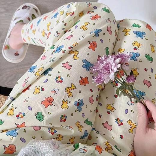 遛弯裤子卡通长裤睡裤女夏季薄款宽松家居裤印花休闲裤蜡笔小新_HLY 商品图1