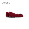 D:FUSE迪芙斯秋款单鞋女丝绒布优雅方头钻扣平底鞋女鞋DF33111018 商品缩略图3
