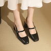 阿么手工女鞋玛丽珍方头法式6CM凉鞋时尚纯色百搭浅口粗跟不累脚 商品缩略图2