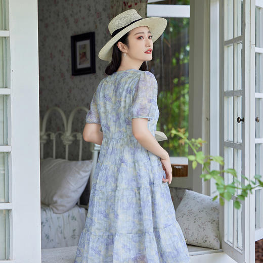 奢姿2026年夏装新款胖妹妹大码女装温柔风碎花茶歇法式高级感裙子9932890974 商品图2