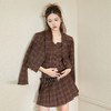 西遇英伦风格子西装女2023年秋季新款翻领宽肩韩版时尚咖色外套11831944 商品缩略图4