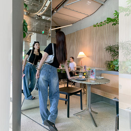 <曾小咸推荐>【街头酷Girl】2色阔腿牛仔裤 商品图2