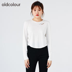 oldcolour2022秋季商场同款百搭气质长袖短款白色t恤女O32023271