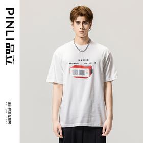 PINLI品立春季新款男士印花体恤短袖休闲T恤上衣BG231111048