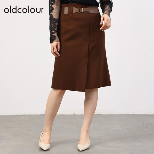 oldcolour欧珂女商场同款高腰包臀显瘦开叉a字裙女O34063402 商品图3