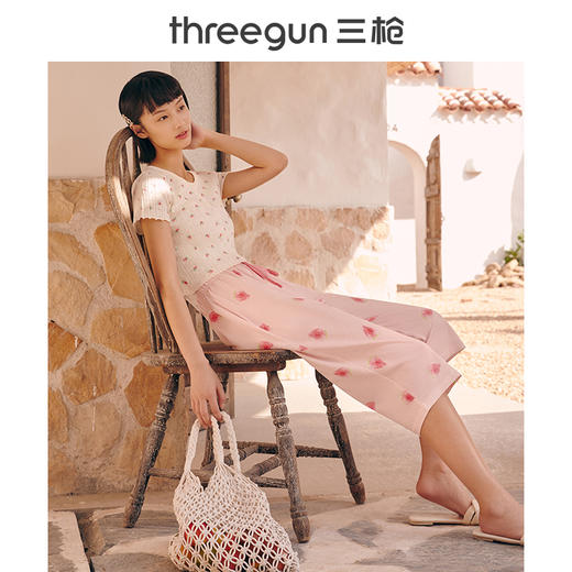 Threegun三枪 【水柔棉】女士家居中裤睡裤-60802B011 商品图1