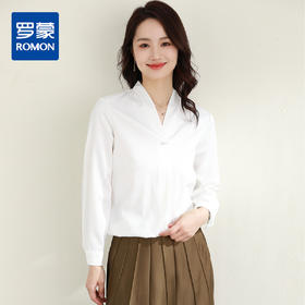 罗蒙气质休闲设计感夏季女式长袖衬衫轻薄透气舒适套头日常通勤衬衣女