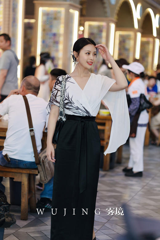 【雾境定制】节节高升水墨竹节新中式日本三醋酸连衣裙 3022153 商品图9