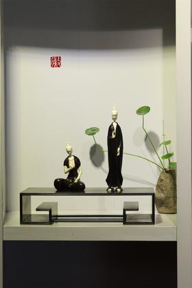 北魏佛组合小叶紫檀+猛犸牙摆件