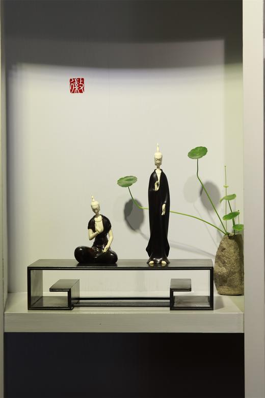 北魏佛组合小叶紫檀+猛犸牙摆件 商品图0