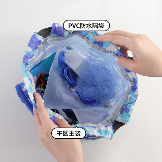 【夏季玩水！游泳装备收纳包】儿童干湿分离防水收纳袋，防刮耐磨防泼水，独立鞋仓干净卫生，干湿分离，男女童运动包，内有PVC防水隔袋，便携可爱卡通沙滩双肩包-QQ 商品图1