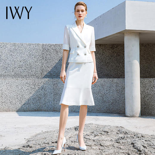 IWY/白色西装套裙女两件套时尚套装夏气质名媛高端小西服232018C1S3 商品图1