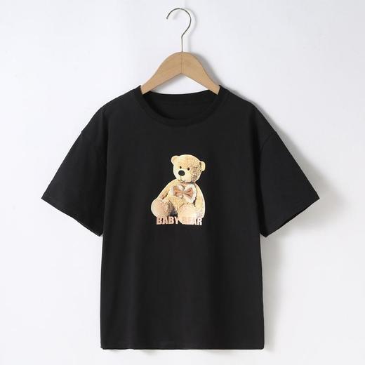 女童T恤2023夏季可爱小熊印花纯棉短袖T恤韩版大童青少年女T恤 商品图4