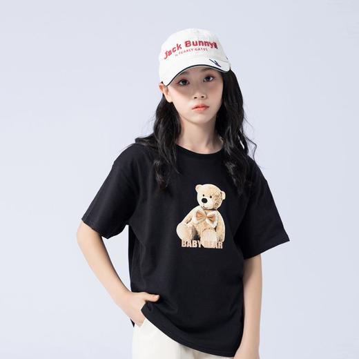 女童T恤2023夏季可爱小熊印花纯棉短袖T恤韩版大童青少年女T恤 商品图3
