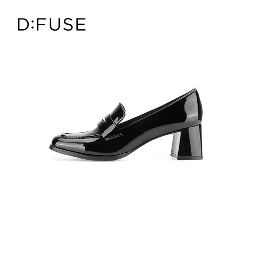 Dfuse迪芙斯秋款牛皮方头通勤粗跟英伦乐福鞋DF33112211 商品图4