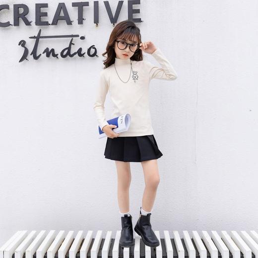 女童打底衫2023春季新款韩版女大童半高领长袖内搭上衣百搭T 商品图2