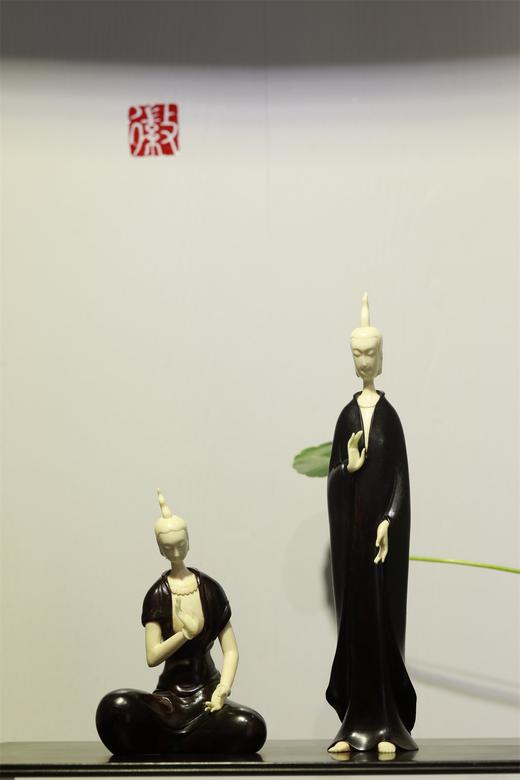 北魏佛组合小叶紫檀+猛犸牙摆件 商品图1