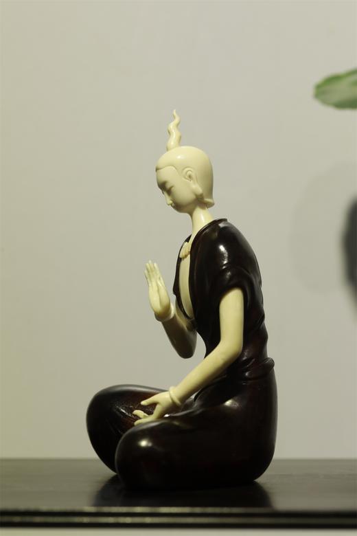 北魏佛组合小叶紫檀+猛犸牙摆件 商品图10