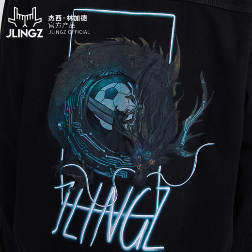 JLINGZ林加德官方产品 | 黑色刺绣国潮牛仔外套翻领潮流时尚休闲 商品图3