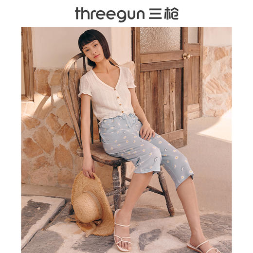 Threegun三枪 【水柔棉】女士家居中裤睡裤-60802B011 商品图6