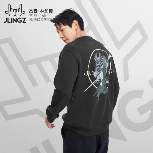 JLINGZ林加德官方产品 | 深灰国潮刺绣圆领卫衣潮流保暖时尚休闲 商品图3