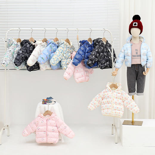 【超值反季清仓新款棉衣】秋冬儿童棉衣，时尚印花小棉衣，亲肤舒适，童趣可爱，多色可选，精选面料，耐洗耐磨，防风型能佳，男童女童保暖外套，宝宝花色羽绒棉耳朵款sh 商品图0