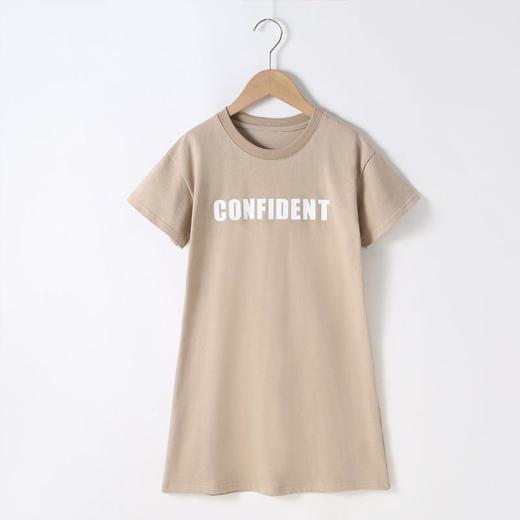 女童连衣裙2023夏季落肩宽松字母印花连衣裙大童青少年女连衣裙 商品图4