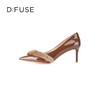 DFuse迪芙斯秋款晚宴高级水貂毛细跟高跟单鞋女尖头气质DF33111127 商品缩略图1