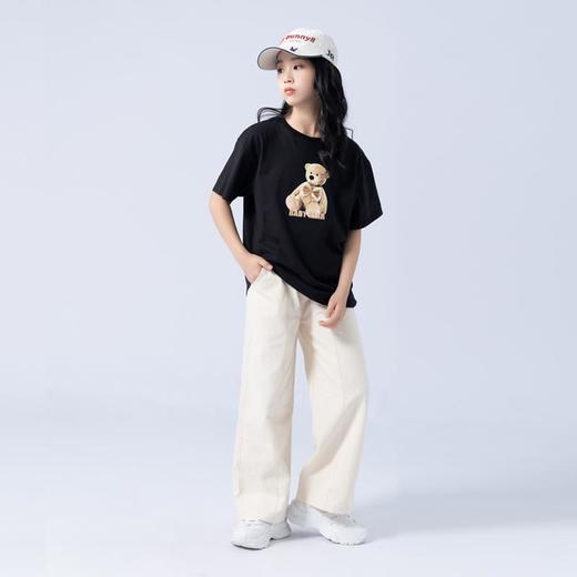 女童T恤2023夏季可爱小熊印花纯棉短袖T恤韩版大童青少年女T恤 商品图1