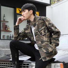 2023中年男外套秋冬新款休闲迷彩工装牛仔外套男装不连帽夹克军装
