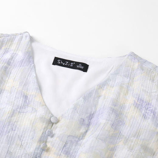 奢姿2026年夏装新款胖妹妹大码女装温柔风碎花茶歇法式高级感裙子9932890974 商品图5