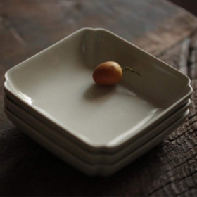 天野·四边小蝶 餐碟 点心碟草木灰釉