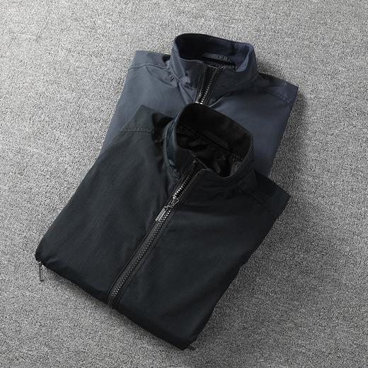 2023新款跨境批发休闲纯黑色男士外套水洗宽松型运动夹克 商品图3