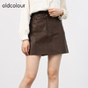 oldcolour欧珂女商场同款高腰a字包臀PU皮裙女O34061452 商品缩略图0