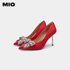MIO米奥梦幻蝴蝶钻饰尖头优雅红色细跟高跟鞋婚鞋单鞋伴娘鞋M234401084 商品缩略图3