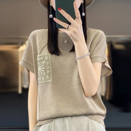 馥迦新中式竹节棉刺绣T恤 N-332 商品图0