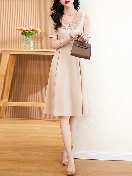 气质娃娃领连衣裙夏韩版时尚休闲A字中长裙HR-WW23159 商品图0