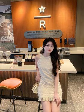 小香风挂脖裙，名媛千金范绝了！