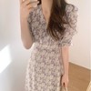 「碎花设计」夏季新款碎花连衣裙 2023法式收腰气质温柔风雪纺碎花中长裙裙子 商品缩略图3