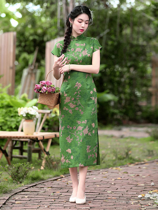 复古中国风，苎麻印花连衣裙OY-230016 商品图0