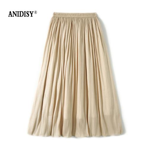 高腰松紧腰立体剪裁大摆百褶半身裙 商品图4