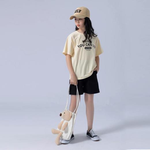 女童T恤2023夏季字母印花纯棉短袖T恤韩版时尚大童青少年女T恤 商品图1
