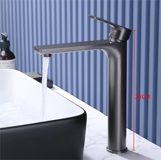 SQ：5308 欧文单孔 高 -枪灰 加长出水咀 商品图0