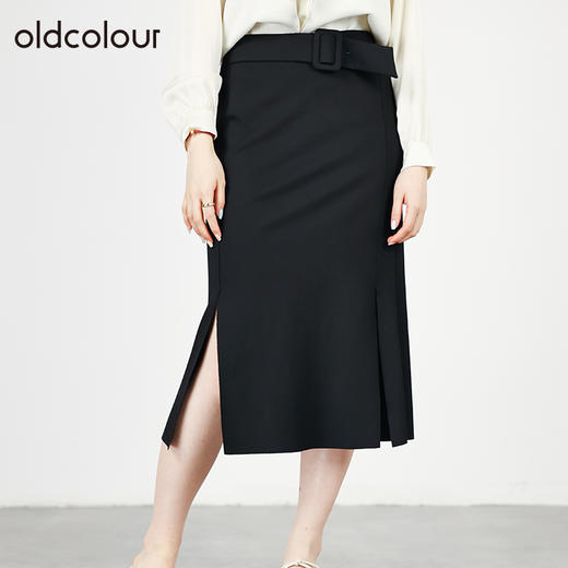 oldcolour春秋商场同款高腰显瘦简约气质中长款半身裙O32063258 商品图2