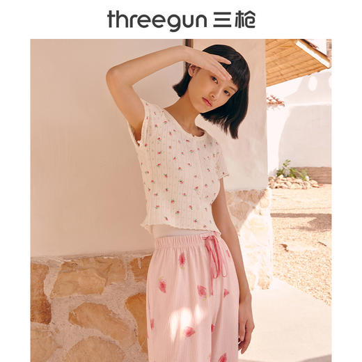 Threegun三枪 【水柔棉】女士家居中裤睡裤-60802B011 商品图2
